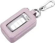 BELOMI Car Key Fob Case, Genuine Leather Remote Keychain Bag with Lanyard and Zipper Closure