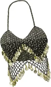 [Vaveren] Sequin Crop Top Outfits Tank Top,for Festival Performance Nightclub Party Women
