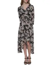 KARL LAGERFELD Printed Chiffon Floral Midi Dress