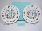 TIFFANY & CO BONE CHINA 5th Avenue Dessert Plate set of 2 w/ gift box From Japan