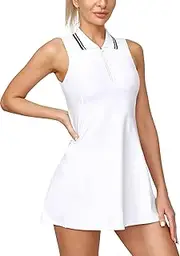 [Heathyoga] Golf Dresses for Women with Pockets Tennis Dress with Built in Shorts and Bra Athletic Dress Workout Dress