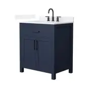 Wyndham Collection WCG2424-30S-QTZ-US3MXX Beckett 30" - Dark Blue / White Quartz