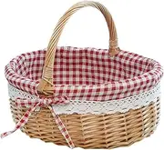 Shelves Decorative Items Wicker Picnic Baskets, Hand Woven Picnic Bag Wicker Storage Basket, Linen Inner Basket Candy Wedding Baskets Fruit Serving Baskets Vegetable Tray