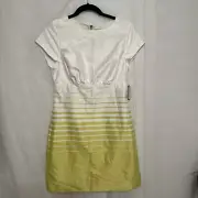 Ted Baker London Just For You White & Green Zipper Back Dress Size 2 Women's NWT