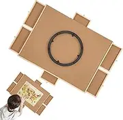Puzzle Board Table, Puzzle Table for Family, Jigsaw Puzzle Board with Drawer, Rotating Jigsaw Puzzle Board, Wooden Puzzle Table for Adults, Puzzle Table for Kids, Large Jigsaw Puzzle Table