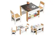 4 IN 1 Kids Table and Chairs Set Childrens Activity Centre Picnic Play Study Furniture Indoor Outdoor Drawing Art Gaming Craft Book Storage Desk