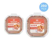 200 Pcs Disposable Unbleached Silicone Paper Dish Air-fryer Liner (100 small square + 100 large square)