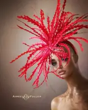 Aimee Fuller Kentucky Derby Fascinator Hat Red Feather Royal Ascot Hat Easter