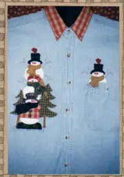 Natures Snowdem Pole Snowman Applique Sewing Pattern Primitive Folk Country