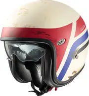 Premier Vintage K, open face helmet , color: Matt White/Red/Blue , size: M