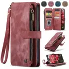 For iPhone 16 15 14 13 12 11 Pro Max XS 8 Zipper Wallet Case Flip Leather Cover