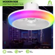 [BLUETOOTH CONTROL+SPEAKER] 18" Bladeless Ceiling Fan 4 Mode Light Kit w/Remote