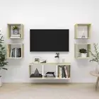 NNEVL 5 Piece TV Cabinet Set White and Sonoma Oak Chipboard