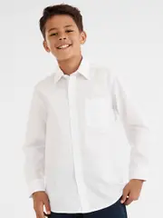 Boys Long Sleeve School Shirt - White 7 WHITE (SOLID)