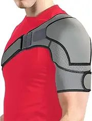 Sports Shoulder Brace with Ice Pack Adde, Adjustable Rubber Shoulder Support Pad for Bursitis, Rotator Cuff Injuries, Shoulder Pain, Breathable Shoulder Strap for Basketball