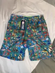 NWT RSVLTS Nickelodeon Hybrid Swim Shorts Youth XXL Green SpongeBob Rugrats
