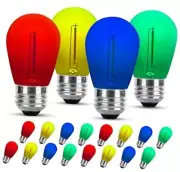 S14 Colored LED String Light Bulbs Replacement 16 Pack, 1W Multi-Color Edison