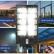 Durable 1000W Solar LED Street Light Dusk-to-Dawn PIR Road Lamp 3 Modes + Timer