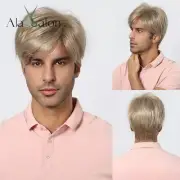 Blonde Wig for Men Short Straight Men Wig Synthetic Layered Wig Natural Looking