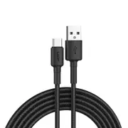 [6972890207040] 1m BoostUp Braided USB-C to USB-A Cable, Black - 3A Fast & Safe Charge