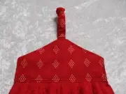 Jazberryz Loop Top Kitchen Hanging Hand Towel DIAMOND SPOTS on RED Handmade