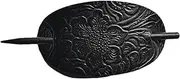 Leather Hair Barrette with Stick | Oval Shape Faux Leather Ponytail Holders,Hair Stick Ponytail Hair Pin for Women Long Hair Leather Hair Accessories