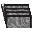 4Pcs Mesh Zipper Bags, A6 Travel Cases Nylon Makeup Pouches, Black