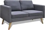 Dark Grey Fabric 2-Seater Sofa,Comfortable,Modern Couch for Living Room or Office,116 x 70 x 73 cm,High-Quality Wooden Frame,Removable & Machine Washable Cushions,Ideal for Small Spaces & Apartments
