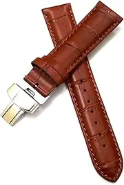 [g24] 18mm Genuine Leather Maroon Watch Band Strap for Men and Women | Comfortable and Durable Material | Deployment Silver Buckle-A1