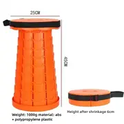 GGP Orange Portable Outdoor Telescopic Folding Stool With 100 Weight Bearing Buckles, Lightweight And Compact Design, Perfect For Fishing, Camping, And Travel