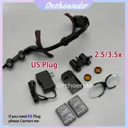 Dental 2.5x/3.5X Surgical Headband Binocular Loupes + 5W LED Head Light 2pc Leds