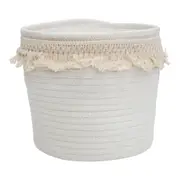 Ella Cotton 20cm Tub/Planter Plant Storage Boho/Nordic Home Decor Round White