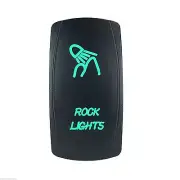 GREEN 2 POSITION ROCKER SWITCH LASER ETCHED 20A 12V LED ROCK LIGHTS