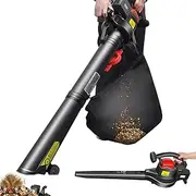 Cordless Leaf Blower and Garden Vacuum, 40V Dual Battery Powered Leaf Blower with 6 Speed Adjustment, 340 km/h Air Speed & 156 CFM Air Flow, for Patio Cleaning, Lawn Care, Blowing Dust