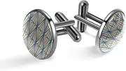 [BUJOJUB] stripe pattern geometry graphic, Pack of 2 Cuff Links Stainless Steel Cufflinks