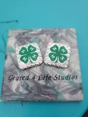 4H cloverCustom Screwback Leather Craft Conchos, Bling tack Geared 4 Life Concho