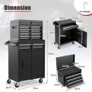 5Drawer Rolling Tool Chest Combo High-Capacity Adjustable Shelf Detachable Metal