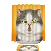 Kittens Art Cute Chubby Grey Cat Shower Curtain