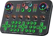 Binxind Gaming Audio Mixer, Streaming Audio Mixer, Audio Interface Sound Card for Live Streaming, Podcast Recording, PC, Guitar Easy to Use