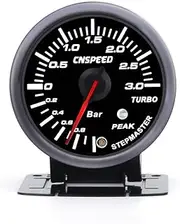 TYZYAGPGNL 3.0 BAR 60mm 2.5'' Boost Turbo Gauge White&Amber Dual Led Display with Peak Warning YC101410 Automotive Voltage Boost Meter