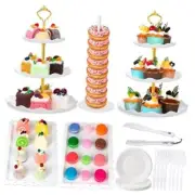 5Pcs Dessert Table Display Set 2x 3 Tier Cupcake Cake Tower Stand 2x Plastic