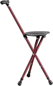 Aluminum Alloy Durable Cane Stool, 5-Level Height Adjustable Walking Stick, Heavy Duty Hand Cane with LED Light, for Outings