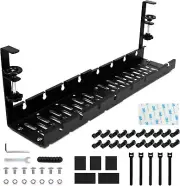 Under Desk Cable Management Tray - Expandable Wire Organizer Box for Office