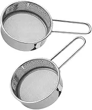 HOLIDYOYO 2pcs Handheld Stainless Steel Flour Sieve Mesh Powder Sugar Duster for Baking Compact Portable Baking Tool for Home Kitchens and Travel