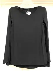 NWT CHICO'S Top - Black Rayon Knit Sleeveless, Cape Like Shoulder, Size 0, 4-6