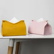 2 Pack PU Leather Tissue Box Cover Triangle Foldable Tissue Box Holder