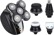 Electric Head Shavers for Bald Men-Precision Electric Shaver for Bald Men 100% Waterproof Cordless Razor Wet Dry Shaving 5 Dual Track Heads Mess-Free Hair Capture Lithium Power