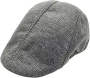 [ANDRESLAD] Men's Newsboy Cap Flax Beret Hat Sun Protection Hat British Style Grey