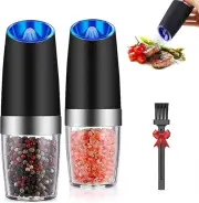 Gravity Salt and Pepper Grinder Set of 2, Automatic Pepper Grinder Mill