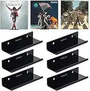 6 Pack Vinyl Record Wall Mount, 3.94 Inch Black Acrylic Album Record Holder, Vinyl Record Display Shelf for Daily LP Listening(Hardware Included)
